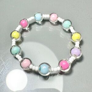 Handmade Memory Wire Bracelet Candy Rainbow Bubble Y2K Preppy Pastel Jewelry New